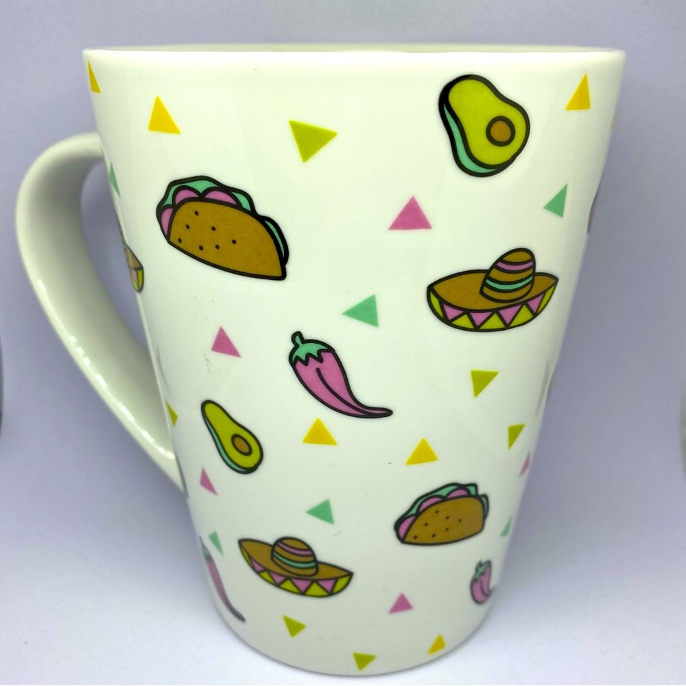 Orly Maison Novelty Tacos Sombreros Avocadoes and Chiles Print 20 oz Mug